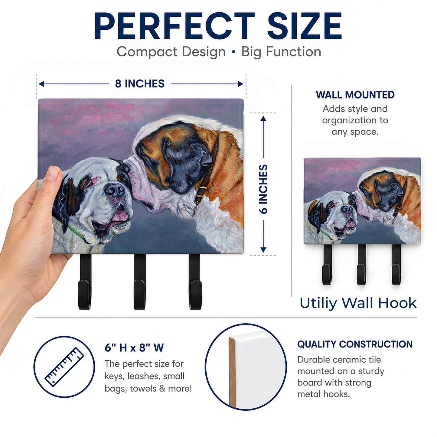 Caroline's Treasures 7332TH68 Saint Bernard Whisperear Leash or Key Holder, Wall Hooks, Key Hooks