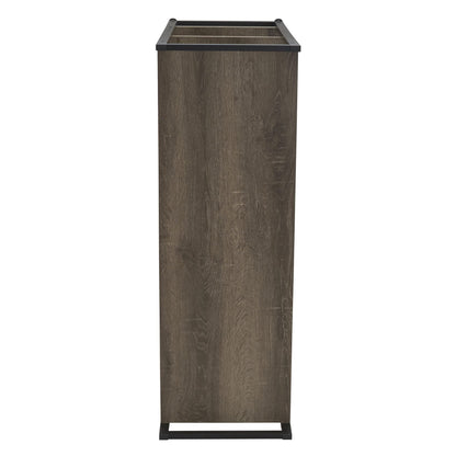 Household Essentials Wide 3‑Shelf Open Storage Bookshelf in Oak Rustic Wood Grain and White Metal