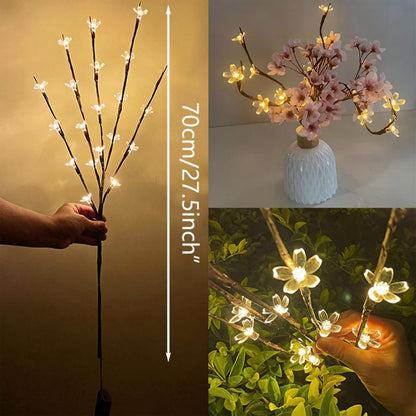 3Pack Battery Lighted Cherry Blossom Branches Lights with Clear Plastic Bag for Hanging Decor, 27.5inch 60 LED Flower Lamp Twig Sticks for Vase Filler of Home Christmas Valentines Day Decoration
