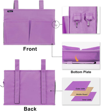Surblue Caddy Hanging Organizer Bedside Storage Bag for Bunk and Hospital Beds, Purple, Small