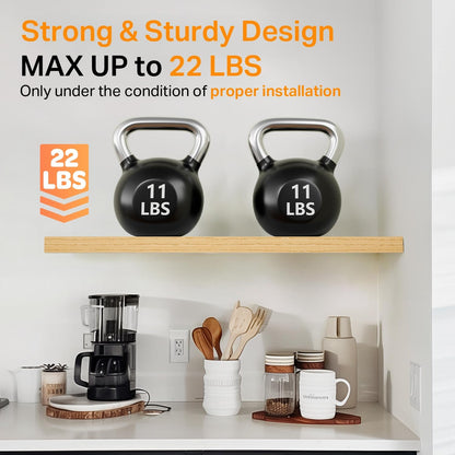 BAYKA Floating Shelves, 22.5" Wall Mounted Wood Shelves for Bathroom, Bedroom, Living Room, Kitchen, Hanging Shelf for Books/Storage/Decor (Oak-Toned,Set of 2)