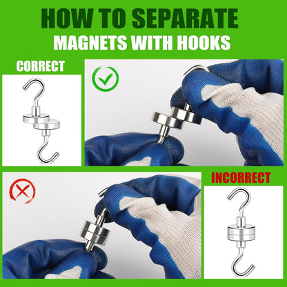 MIKEDE Magnetic Hooks Heavy Duty, 40lbs Earth Magnets with Hooks for Refrigerator, Strong Magnets with Rust Proof Metal Hooks for Cruise Cabins, Classroom, Outdoor - Pack of 20