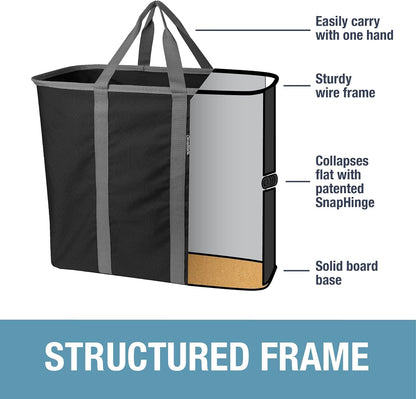 CleverMade Collapsible Laundry Caddy, 64L Pop-Up Hamper, 2 Pack, Charcoal