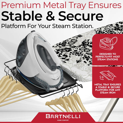 Bartnelli Pro Luxury Ironing Board - Extra Wide 62x19” Steam Iron Rest, Adjustable Height, T-Leg Foldable, European Made