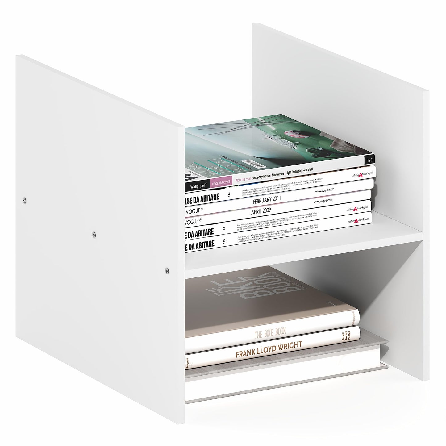 Furinno Cubicle H-Shelf Cube Insert, 2-Tier Cube Organizer, White