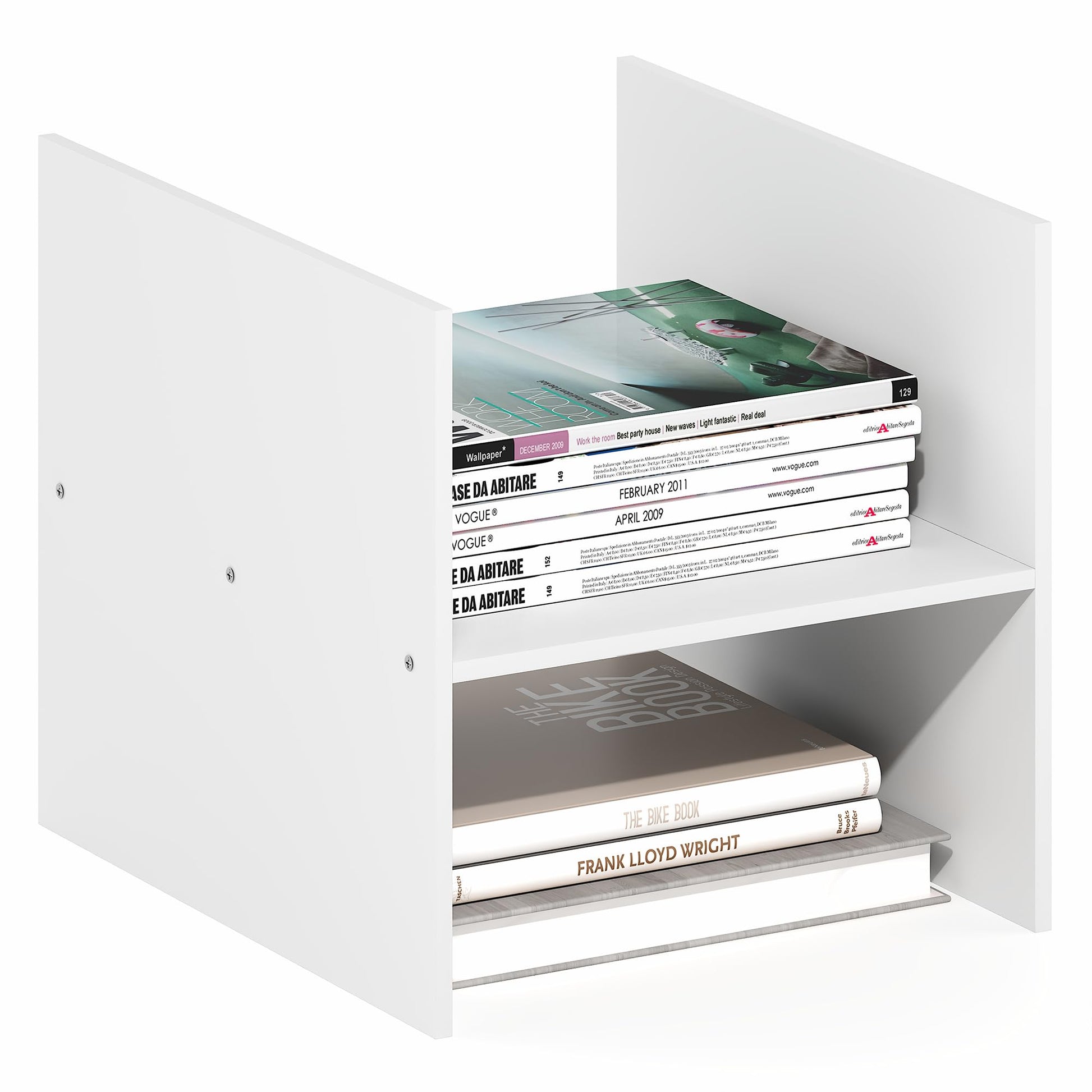 Furinno Cubicle H-Shelf Cube Insert, 2-Tier Cube Organizer, White