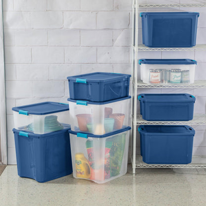 Sterilite 12 Gal Latch and Carry, Stackable Storage Bin with Latching Lid, Plastic Container to