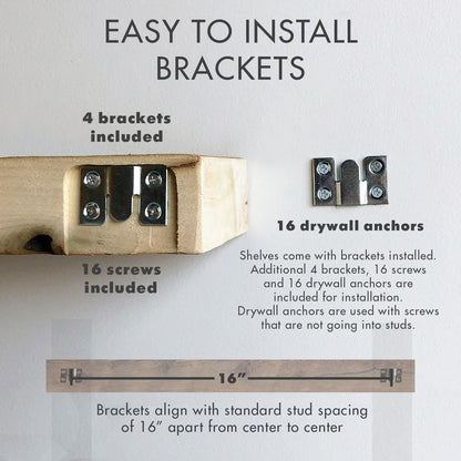 Urban Legacy Reclaimed Barnwood Planks | Floating Shelves for Wall w/Flush Mount Shelf Bracket Set Included | Set of 2 (Natural, 30"x 4.5"x 2")