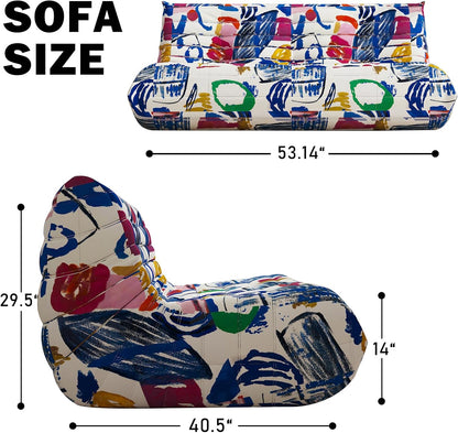 Big Bean Bag Chairs for Adults, 3 Seater Large Bean Bag Sofa, Fireside Chair Lazy Sofa Chair with High Density Comfortable Foam, Modern Bean Bag for Living Room, Bedroom, Office (Multicolor)