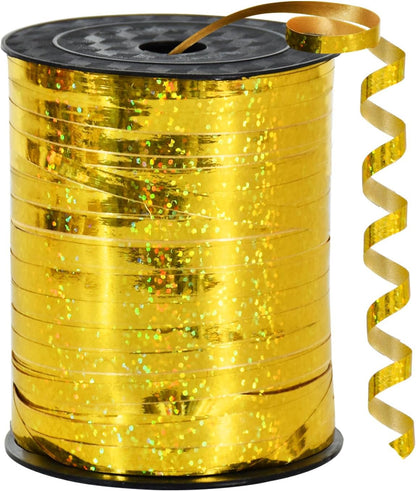 BEISHIDA 500 Yards Gold Crimped Curling Ribbon Shiny Metallic Balloon String Roll Gift Wrapping Ribbon for Party Festival Art Craft Decor Florist Flowers Decoration