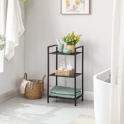 SONGMICS 3-Tier Storage Rack, Bathroom Shelf, Extendable Plant Stand with Adjustable Shelf, for