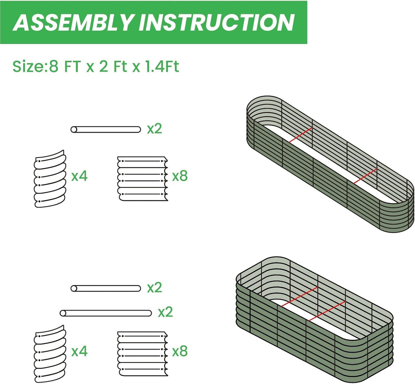 Raised Garden Bed Kit 8×2×1.4 FT Magnesium-Aluminum-Zinc Stainless Steel Metal Planter Box for Planting Outdoor Plants Vegetables (Crackle Gold)