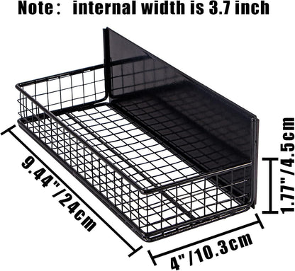 Magnetic Basket, Magnetic Shelf for Fridge, Magnetic Spice Rack for Refrigerator Magnetic Locker Organizer Holder for Office Kitchen Classroom Storage, Black-Low, 9.44" x 4" x 1.77"