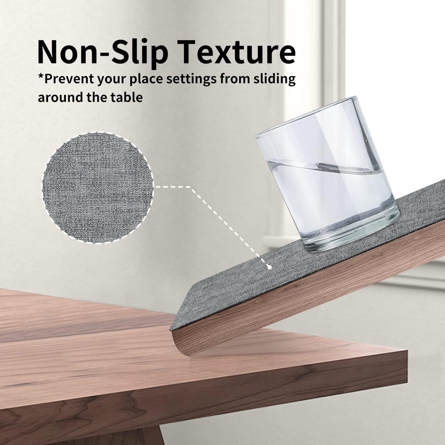 Maxpearl Faux Leather Placemats Set of 8 – Waterproof, Wipe Clean, Heat Resistant, Non-Slip Dining Table Mats for Indoor & Outdoor Use, 17”×12”, Grey