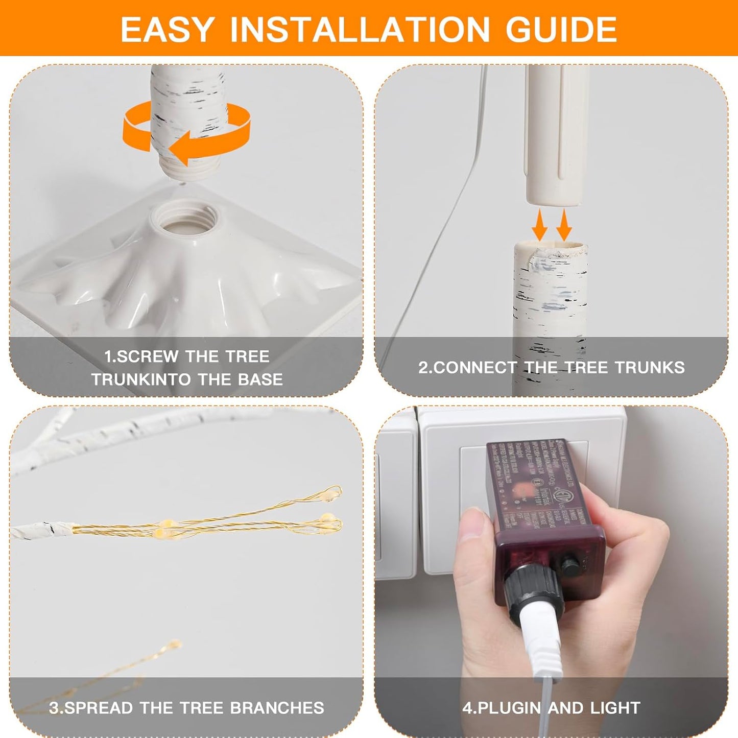 288 LED Birch Tree Lighted with Remote Control, Electric Plug in DIY Artificial Tree Lights, Fairy Spirit Tree lamp for Home Bedroom Christmas Party Indoor Decor Lights (Warm White)