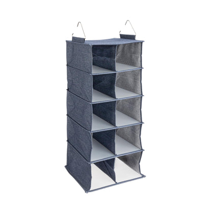 Household Essentials Hanging Cotton Blend and Plastic Closet Shoe Organizer with 10 Storage