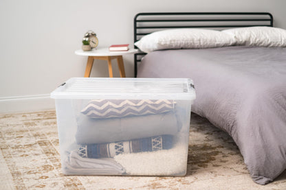 IRIS USA 132 Qt Stackable Storage Bins with Lids, Clear