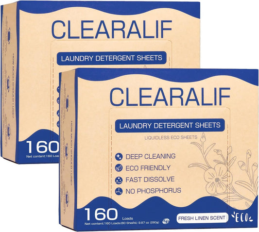 Laundry Detergent Sheets Up to 320 Loads, Fresh Linen - Great For Travel,Apartments