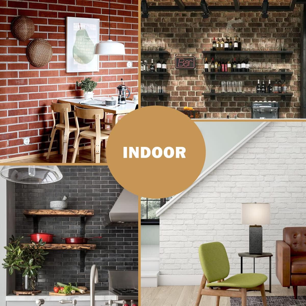 Vintage Faux Brick Wall Tiles, 3D Thin Brick Veneers for Bedroom, Bathroom, Kitchen, Fireplace and Fence Wall Panels (100, White)