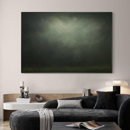SIGNWIN 46"x72" Extra Large Framed Wall Art Moody Green Abstract Cloudscape, Minimalist Atmospheric Print for Home Living Room Bedroom Decor (Frame Assembly Required)