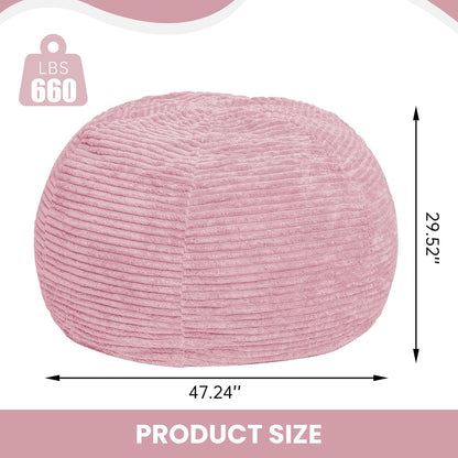 Large Bean Bag Chair, 5FT Giant Beanbag Chairs with Memory Foam Filled, Bean Bag Chairs for Adults, Ultra Soft Lazy Sofa for Living Room Bedroom (Pink)