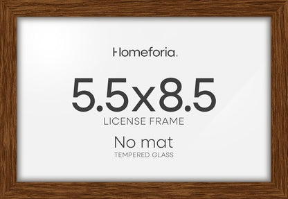 Homeforia 5.5 x 8.5 Business License Frame Brown, High End Dark Oak 5.5x8.5 Wooden Certificate Frames, 5.5 by 8.5 Walnut Wood Document Frame for Wall or Tabletop, Tempered Glass, Wall Kit, Set of 1