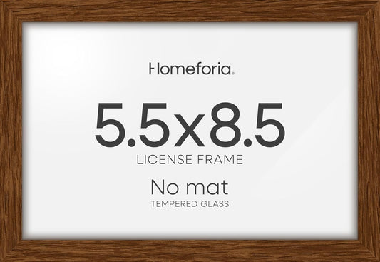 Homeforia 5.5 x 8.5 Business License Frame Brown, High End Dark Oak 5.5x8.5 Wooden Certificate Frames, 5.5 by 8.5 Walnut Wood Document Frame for Wall or Tabletop, Tempered Glass, Wall Kit, Set of 1