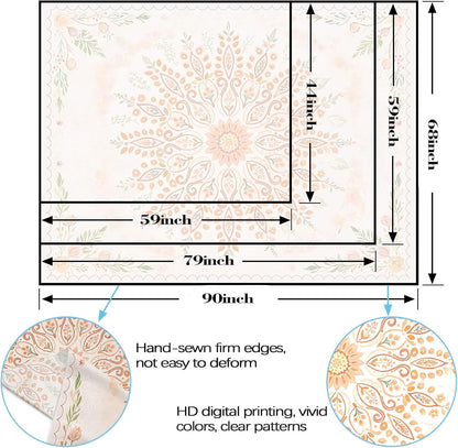 Lunerfex Floral Mandala Tapestry Boho Tapestry for Bedroom Peach Tapestries Wall Hanging Living Room Wall Art and Home Decor 44x60