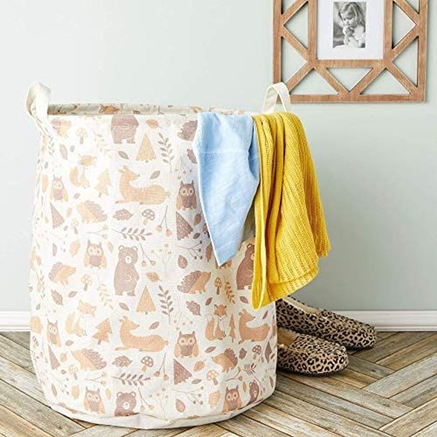 Okuna Outpost Collapsible Woodland Nursery Laundry Hamper - Waterproof Canvas Storage Bin