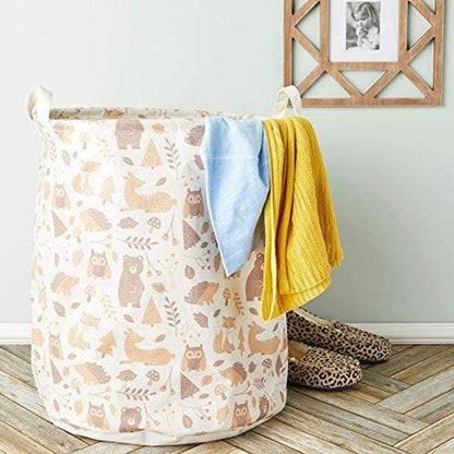 Okuna Outpost Collapsible Woodland Nursery Laundry Hamper - Waterproof Canvas Storage Bin