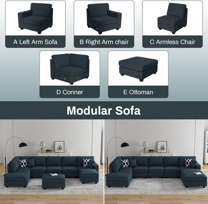 L Lengend Vansen Modular Sectional Sofa U Shaped Couch with Ottoman Modern Reversible Corner Sectional Couch for Living Room (Charcoal, U Shaped Sofa-4)