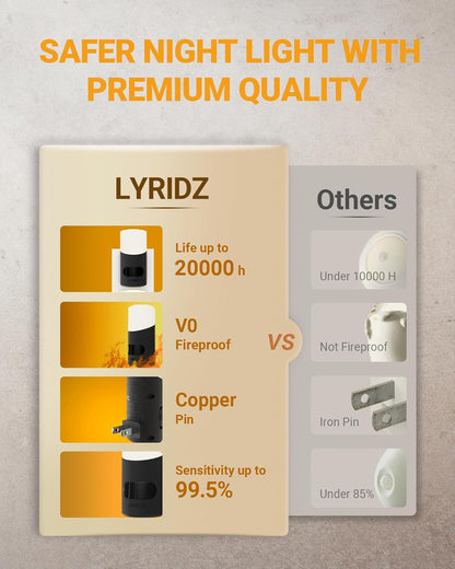 Lyridz Motion Sensor Night Light, LED Night Lights Plug into Wall, 1-150LM Dimmable Night Light Indoor for Hallway, Stairs, Bedroom, Garage, Bathroom, Toilet (Cool White, 2 Pack)