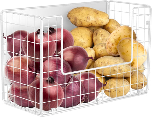 Magnetic Shelf for Fridge, Fruit Potato & Onion Storage Bins, Pantry Organizers & Storage, Large Container Magnetic Basket for Refrigerator, Kitchen Counter,Cabinet Magnetic Fridge Organizer White (1)