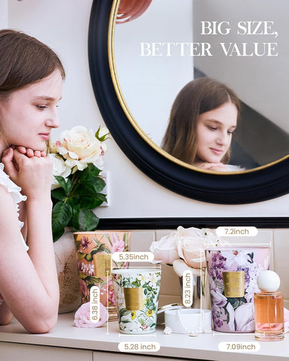 M&SENSE Extra Large Candle Apple Crumble Scented, 3-Wick 35oz 150H Long Lasting, Natural Soy Wax Aromatherapy Candle for Stress Relief, Home Fragrance Housewarming Gifts Candle for Home Decor