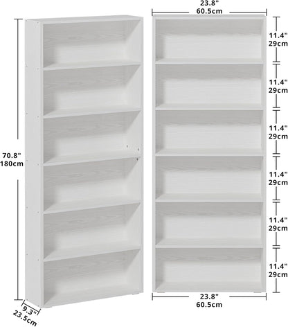 IRONCK Bookshelves and Bookcases Set of 2 Floor Standing 6 Tiers Display Storage Shelves 70 in Tall Bookcase Home Decor Furniture for Home Office, Living Room, Bed Room