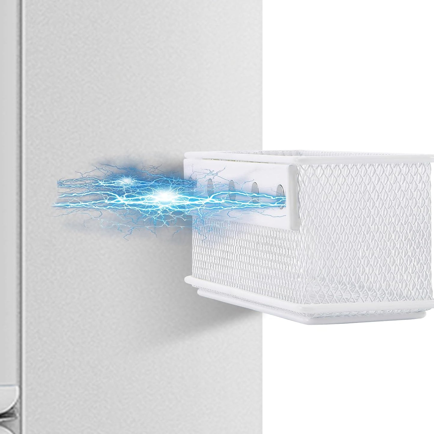 6.29"x2.28"x2.48" Magnetic Basket for Whiteboard White Magnetic Basket for Fridge Magnetic Organizer Holder with 5 Strong Magnets Magnetic Holder for Refrigerator Locker