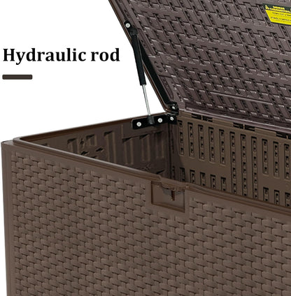 180 Pro Gallon Waterproof Outdoor Storage Bin Resin Deck Box for Patio, Poolside, and Garden, Lockable & UV-Resistant, Brown