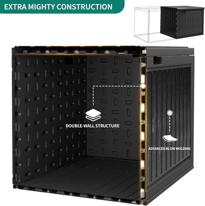 YITAHOME 90 Gallon Double-Wall Deck Box with Side Handles, Outdoor Large Storage for Patio Furniture Cushions, Garden Pool Accessories, Water Resistant & Lockable