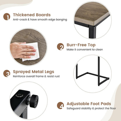 Giantex Nesting Coffee Table Set of 3, Stackable Square End Table w/Wood Grain Tabletop & Heavy-Duty Metal Frame, Farmhouse C-Shaped Accent Table for Small Space, Living Room, Bedroom (Black Oak)