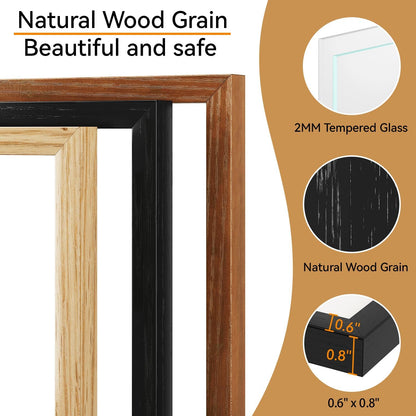 IBUYKE 8x10 Picture Frame,Set of 3,Solid Oak Wood 8x10 Photo Frame with Mat to 5x7,10x8 Picture Frames With Tempered Glass,Tabletop or Wall Mount Display,Home Decor,Black Oak 8 x 10 Frame,UWPF0810B-3