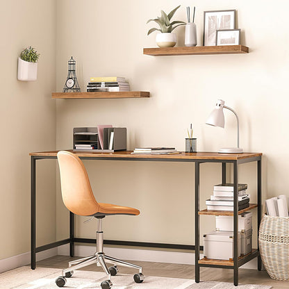 HOOBRO Floating Shelves for Wall, Wall Mounted Shelf Set of 2, 23.6" Hanging Shelf with Invisible Brackets, for Wall in Bathroom, Bedroom, Toilet, Kitchen, Living Room, Office, Rustic Brown BF60BJ01