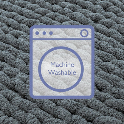 Bigacogo Chunky Knit Throw Blanket for Couch, 80x90 inches, 100% Hand Knitted with Thick Jumbo Chenille Yarn, Cozy Soft Large Rope Knot Cable Crochet Blankets for Sofa Bed Living Room, Iron Gray