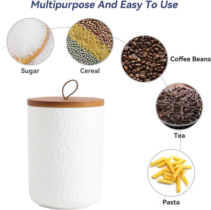 Kitchen Canisters for Countertop, Ceramic Coffee Canisters with Airtight Lids Food Storage Jars Sugar Container for Kitchen Counter Tea, Coffee Beans, Spice (#001White-27oz/800ml)