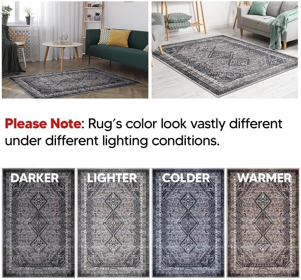 Keen Home Design 2x7 Rug - Machine Washable Runner Rug with Non-Slip Backing, Ideal for Hallway, Entryway, Kitchen, Laundry Room - Vintage, Easy Clean, Durable, Low Pile Rug - (2'6" x 7')