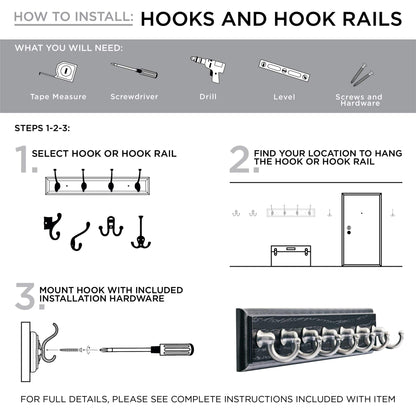 Liberty Hardware 129848 Wall Mounted Coat Rack with 5 Decorative Hooks, 27-Inch, Satin Nickel and