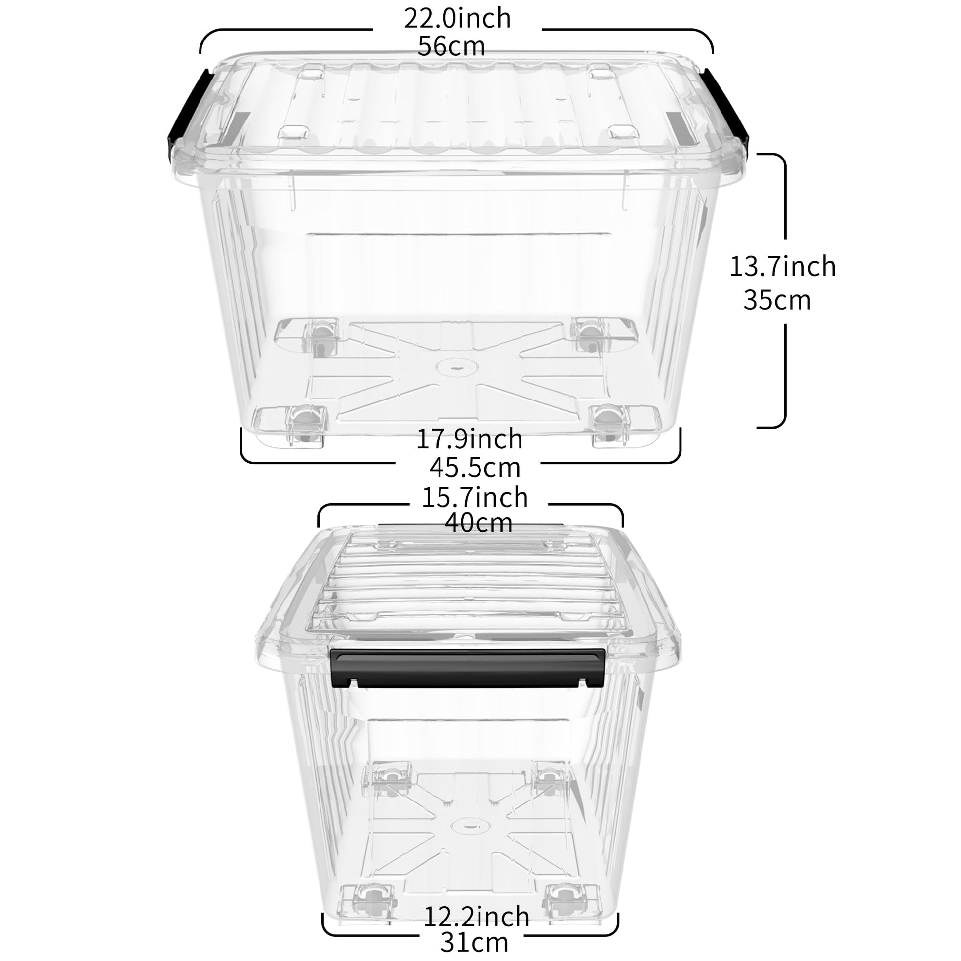 Cetomo 60Qt*6 Plastic Storage Bins, Storage Box, 6 Pack, Organizing Container with Wheels, Durable