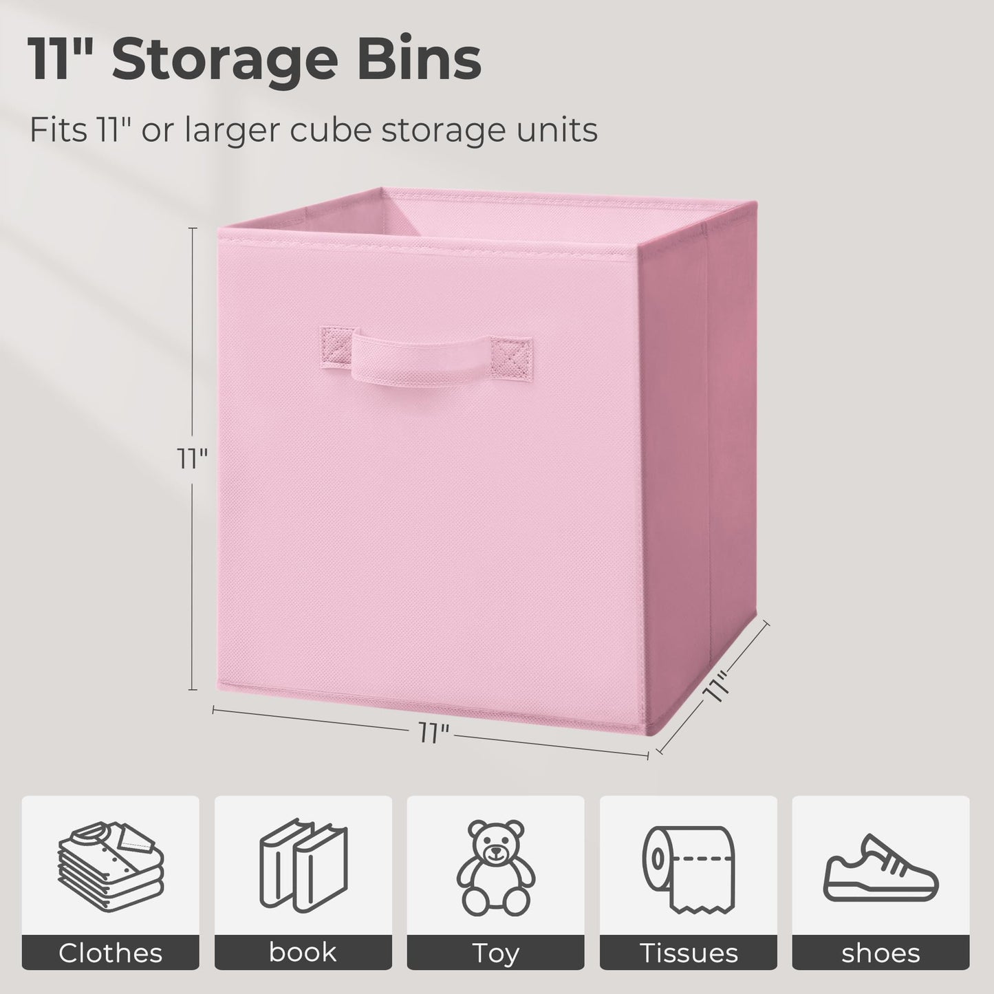 STORAGEIDEAS 11 Inch Fabric Storage Cubes, Sturdy Foldable Storage Bins, Heavy Duty Cube Organizer