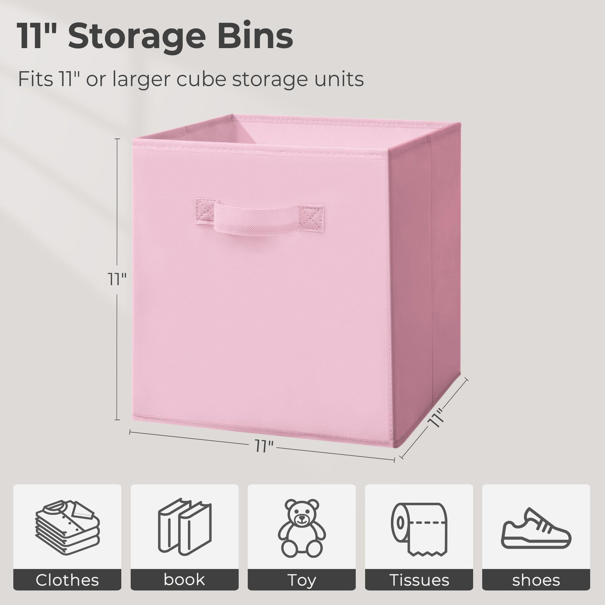 STORAGEIDEAS 11 Inch Fabric Storage Cubes, Sturdy Foldable Storage Bins, Heavy Duty Cube Organizer