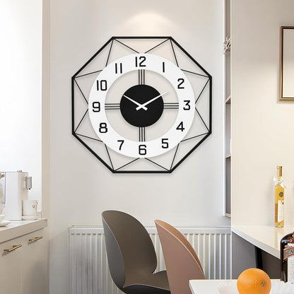 Modern Look Wall Clock – Large Decorative Silent Clock for Living Room Decor, 24 Inch Geometric Design with Numbers Huge Clock