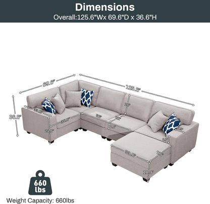 L Lengend Vansen Modular Sectional Sofa U Shaped Couch with Ottoman Modern Reversible Corner Sectional Couch for Living Room (Light Grey, U Shaped Sofa-1)